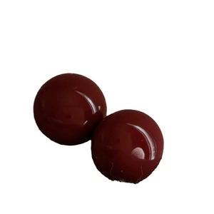 Elegant wine red hemispherical pearl earrings with a high-gloss polished finish