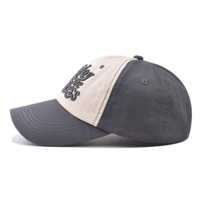 Detail of 3D embroidery Enjoy the Vibes on two-tone washed cotton baseball cap
