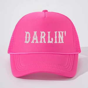 Retro Pinker Trucker-Cap mit weißer DARLIN' Stickerei und dekorativem Seildetail