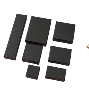 Set of black pebbled faux leather jewelry boxes for rings necklaces and bracelets