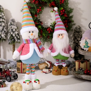 Colorful telescopic Christmas gnome and snowman plush dolls with rainbow knitted hats