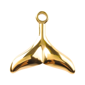 Polished 18k gold plated stainless steel whale tail pendant for DIY jewelry making