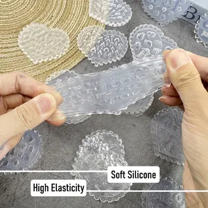 Transparent flexible silicone nail art molds with flowers and hearts patterns