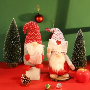 Christmas Gnome Plush Decorations Knitted Faceless Doll With Heart Envelope Desktop Ornaments For Holiday Home Decor