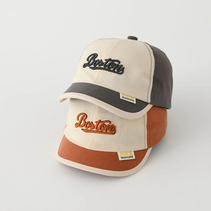 Vintage colorblock Boston baseball caps for toddlers featuring cotton canvas and embroidery