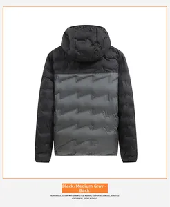 Detailansicht der Rückseite einer Herren-Graphenjacke mit schwarz-grauem Patchwork