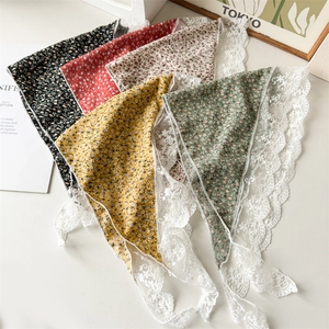 Bandana Triangolare In Pizzo Floreale Vintage Francese Fascia Per Capelli Stile Pastorale Foulard In Tessuto Per Donna Mare