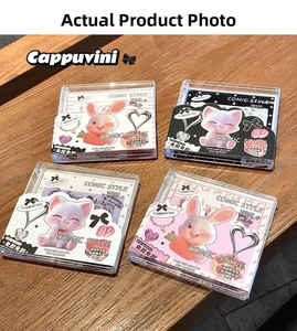 Detailed view of four comic-style glue-free eyelash sets in transparent boxes