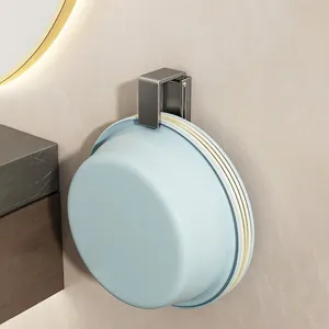 Wall-mounted stainless steel washbasin rack with U-shaped telescopic storage design