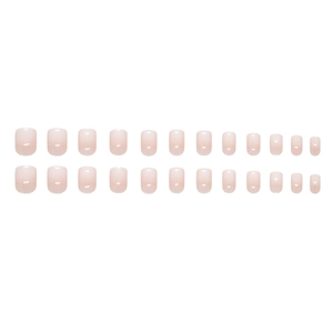 Lot de 24 faux ongles ombrés rose naturel avec finition brillante sur fond blanc