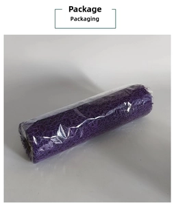 Detail of purple jacquard mesh roll for flower bouquet packaging and DIY floral decor