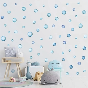 Watercolor Bubble Wall Stickers PVC Self-Adhesive Removable Decals For Kids Room Nursery Bathroom Cartoon Ocean Theme