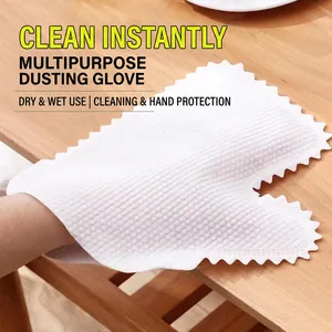 Disposable Cleaning Cloth Gloves Non-Woven Fabric Dusting Oil Absorbent Dry Wet Dual Use For Home Kitchen Furniture Window