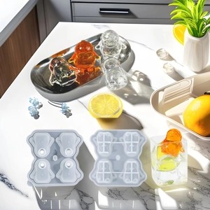 Penguin Shaped Ice Cube Mold Silicone With Lid 3D Stereoscopic Ice Tray Easy Release For Whiskey Cold Drinks