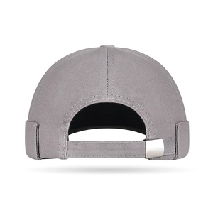 Grey cotton docker cap with mountain embroidery and adjustable metal buckle