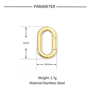 Polished golden stainless steel spring oval clasp 22x13mm for DIY jewelry making