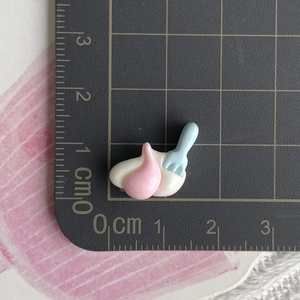Mini resin cream bowl dessert charm with blue spoon and pink filling for DIY crafts