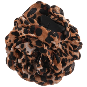Pince à cheveux avec fleur en tissu à imprimé léopard et design élégant en acrylique