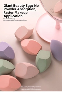 Detailed texture of colorful soft makeup sponges with flat edges and water-drop shapes