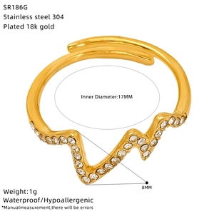 Makro-Detail des 18K vergoldeten Herzrings mit 17 mm Innendurchmesser Maße