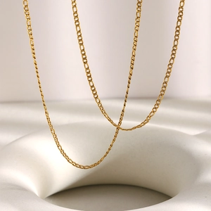 Figaro Chain Necklace 18K Gold Plated Stainless Steel Minimalist Elegant Niche Jewelry For Women
