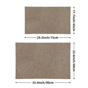 Two beige anti-slip door mats in different sizes with spiral texture and dimension labels