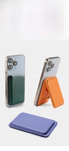 Detail of multi-functional MagSafe wallet stand showing 75-degree magnetic folding mechanism