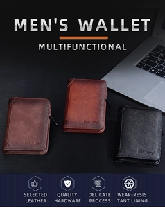 Detail von kurzen Leder-Herrenbrieftaschen mit RFID-Schutz und Qualitätstexturen
