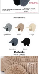 Winter knit baseball hat with earflaps and soft acrylic material in multiple colors