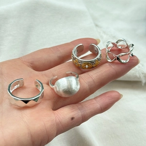 Adjustable S925 sterling silver rings in geometric and vintage styles for women