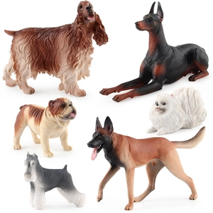 Realistic 12-piece dog figurine set including Golden Retriever, Poodle and Pomeranian