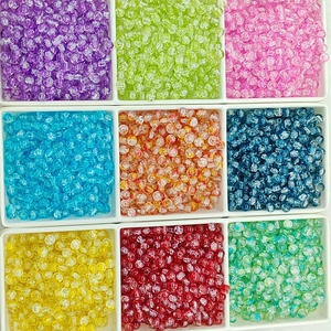 6mm mixed color glass round beads with cracked ice texture for DIY jewelry making