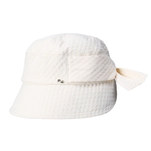 Elegant white waffle texture sun hat for women featuring a large decorative bow