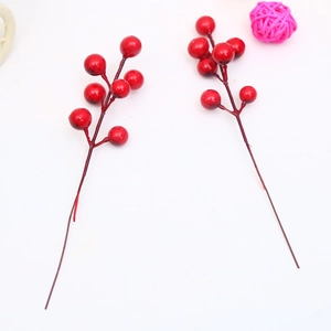 Artificial Red Berry Stems Foam Plastic Branches For Christmas Tree Decorations DIY Floral Arrangement Festive Home Decor