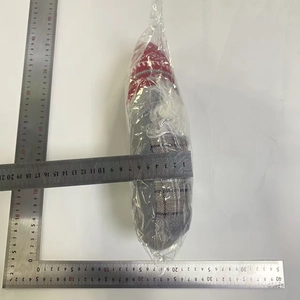 Detailed measurement of knitted Christmas gnome curtain tieback showing 40cm height