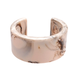 Retro resin geometric open bangle with marble tortoiseshell pattern for women