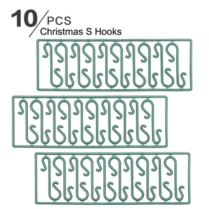 Christmas Ornament Hooks S-Shaped Plastic Green For Holiday Tree Hanging Decorations Novelty