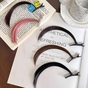 Five assorted hair clips with colorful wig strands for cosplay and daily styling