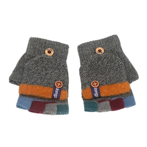 Gestreifte Kinder-Strickhandschuhe mit Farbmuster und praktischer Klappe für den Winter
