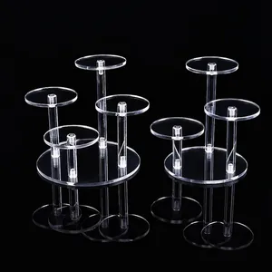 Clear Acrylic Tiered Jewelry Display Stand Round Platform Riser For Action Figures Collectibles Showcase Organizer