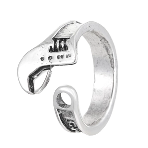 Verstellbarer silberner Gabelschlüssel Ring im Vintage Industriedesign mit offenem Ring