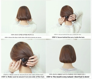 Detailed step-by-step tutorial for hidden hair styling tool for bob hairstyle effect