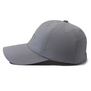 Men's grey quick-dry sports baseball cap with side embroidery for outdoor sun protection