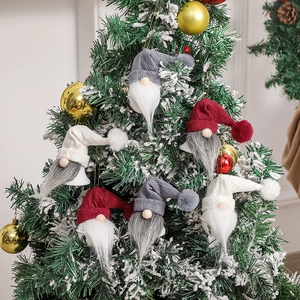 Christmas Gnome Hanging Bell Ornaments Nordic Faceless Forest Old Man Knitted Plush Xmas Tree Decorations Home Decor