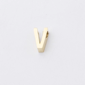 Polished gold stainless steel letter V bead with side hole for DIY jewelry making