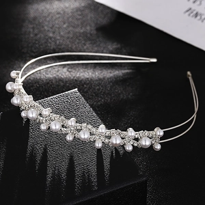 Rhinestone Faux Artificial Pearl Headband Bridal Zinc Alloy Metal Hoop Hair Band Elegant Wedding Party Accessories For Women