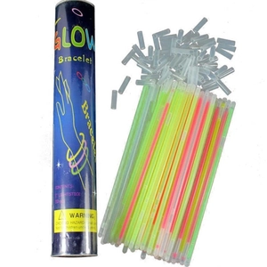 50-piece 8-inch multicolor glow stick bracelets in a tube for concerts and parties