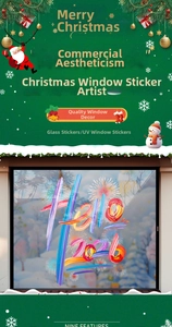Close-up of Hello 2026 UV printed static glass sticker with colorful fireworks design