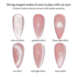 Cat eye nail magnet showcasing six strong magnetic effects on pink pointed false nails