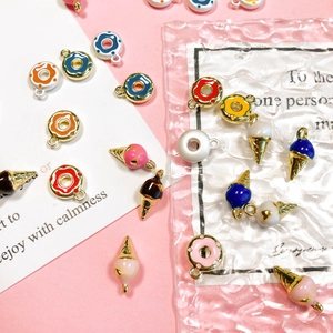 Colorful enamel ice cream and donut pendants for DIY jewelry making necklaces